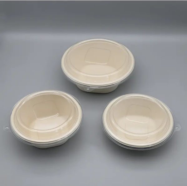 COMPOSTABLE SUGARCANE 24/32/48OZ SQUARE BOTTOM ROUND BOWL FOOD CONTAINER